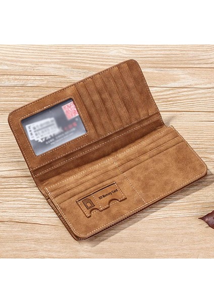 Yeni Erkek Deri Uzun Retro Mat Cüzdan Cepler Kimlik Kartı Debriyaj Bozuk Para Cüzdanı Yurt Dışından fırsatları