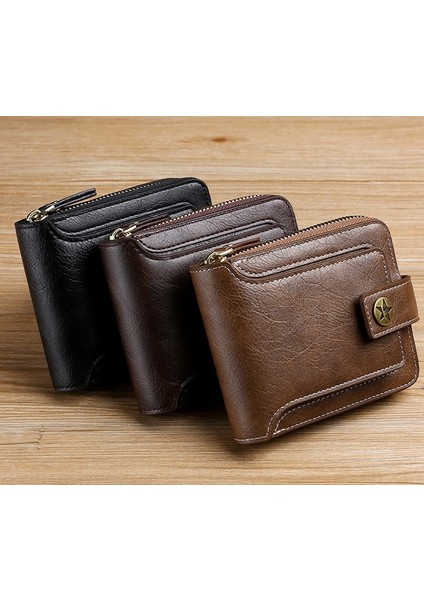 Vintage Küçük Erkek Cüzdan Pu Deri Kısa Çanta Erkek Çile Fermuar Debriyaj Katı Porte Feuille Hommes Porte Monnaie Homme Yurt Dışından modelleri