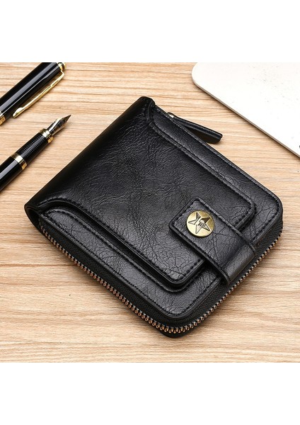 Vintage Küçük Erkek Cüzdan Pu Deri Kısa Çanta Erkek Çile Fermuar Debriyaj Katı Porte Feuille Hommes Porte Monnaie Homme Yurt Dışından indirimleri