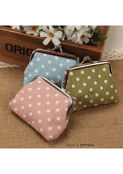 Kadın Mini Puantiyeli Pamuk Bozuk Para Cüzdanı Büküm Klipsli Çerçeveli Değişim Çanta Cüzdan Yurt Dışından