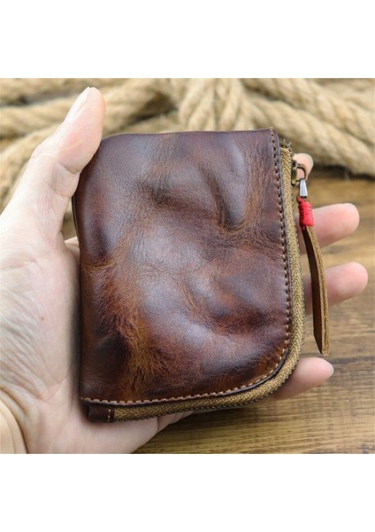 Leacool Deri Bozuk Para Cüzdanı Kadın Erkek Vintage El Yapımı Cüzdan Küçük Mini Kart Tutucu Çanta Kılıf Fermuar Değişim Çantalar Kadın Yurt Dışından fırsatları