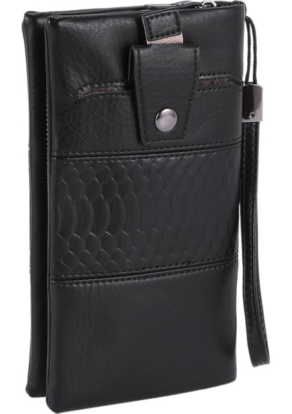 Tasarım Kadın Cüzdan Uzun Yüksek Kaliteli Kadın Debriyaj Fermuar Cüzdan Büyük Kapasiteli Çanta Cep Telefonu Çanta Cep Siyah Yurt Dışından indirimleri