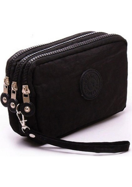 3 Fermuar Bayan Çantalar Kadın Cüzdan Kısa Debriyaj Madeni Para Çanta Kartlar Tuşlar Para Telefon Çantaları Kanvas Kadın Kız Çanta Makyaj Çantası Yurt Dışından