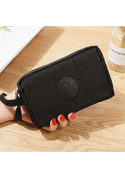 3 Fermuar Bayan Çantalar Kadın Cüzdan Kısa Debriyaj Madeni Para Çanta Kartlar Tuşlar Para Telefon Çantaları Kanvas Kadın Kız Çanta Makyaj Çantası Yurt Dışından fiyatları