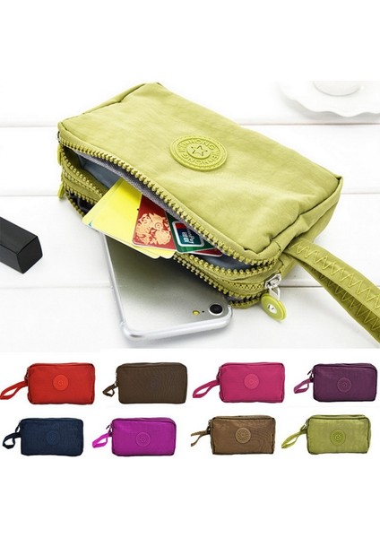 3 Fermuar Bayan Çantalar Kadın Cüzdan Kısa Debriyaj Madeni Para Çanta Kartlar Tuşlar Para Telefon Çantaları Kanvas Kadın Kız Çanta Makyaj Çantası Yurt Dışından modelleri