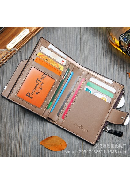 Yeni Erkek Kısa Fermuarlı Cüzdan Çok Fonksiyonlu Iş Cüzdanı Tek Parça Fabrika Doğrudan Satış Yurt Dışından indirimleri