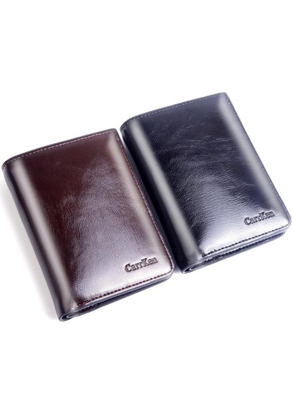 Hengsheng Erkek Kısa Fermuarlı Cüzdan Yağ Balmumu Deri Düğme Cüzdan Erkekler Retro Fabrika Dolar Klip Çoklu Kart Yuvası Yurt Dışından