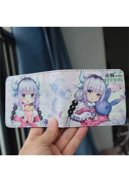 Anime Özledim Kobayashi'nin Ejderha Hizmetçi Pu Cüzdan Kımlık Kartı Tutucu Erkek Kadın Kısa Iki Katlı Kımlık Bozuk Para Cüzdanı Kese Para Klip Hediye Yurt Dışından indirimleri