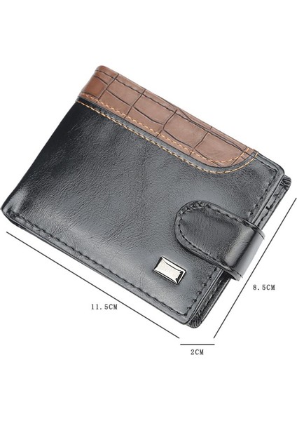 Poplikdfr Şık Erkek Iş Retro Kısa Cüzdan Tokalı Çok Fonksiyonlu Çanta Yurt Dışından indirimleri