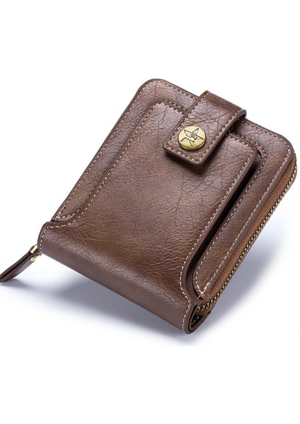 Sınır Ötesi Yeni Ürünler 2022 Retro Erkek Kısa Cüzdan Yatay Fermuarlı Çok Fonksiyonlu Kart Tutucu Üç Katlı Toka Bozuk Para Cüzdanı Yurt Dışından