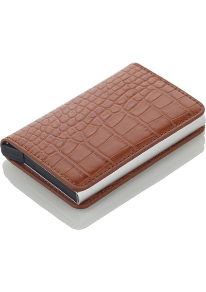 Hırsızlığa Karşı Rfid Engelleme Cüzdan Metal Kredi Kartı Tutucu Otomatik Elastik Vintage Alüminyum Cüzdan Pu Deri Rfidwallet Yurt Dışından indirimleri