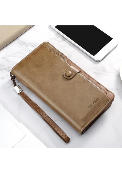 2022 Yeni Erkek Cüzdan Retro Rahat Büyük Kapasiteli Toka Cep Telefonu Çantası Çok Fonksiyonlu Fermuarlı Debriyaj Yurt Dışından