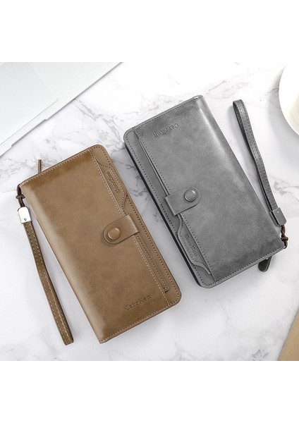 2022 Yeni Erkek Cüzdan Retro Rahat Büyük Kapasiteli Toka Cep Telefonu Çantası Çok Fonksiyonlu Fermuarlı Debriyaj Yurt Dışından fiyatları