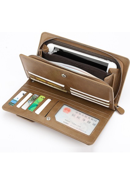 2022 Yeni Erkek Cüzdan Retro Rahat Büyük Kapasiteli Toka Cep Telefonu Çantası Çok Fonksiyonlu Fermuarlı Debriyaj Yurt Dışından modelleri