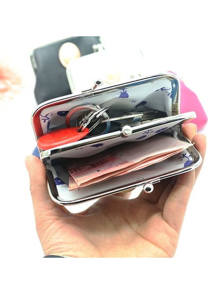Vintage Pu Deri Bozuk Para Cüzdanı Kadın Moda Kartlıklı Cüzdan Metal Çerçeve Para Çantası Küçük Katı Değişim Çanta Bayan Mini Para Çantası Yurt Dışından indirimleri