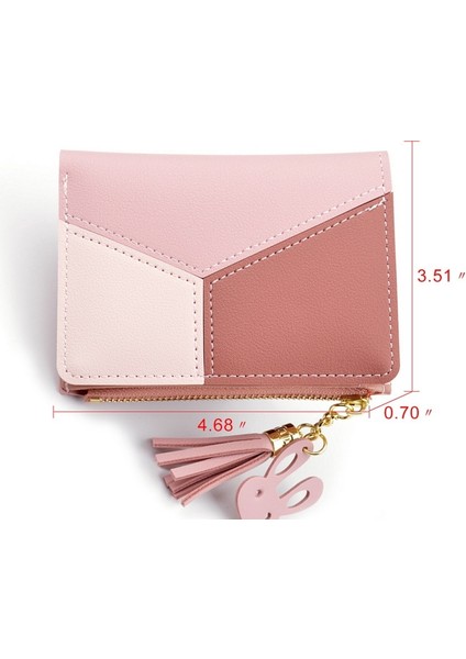 Geometrik Kadın Sevimli Pembe Cüzdan Cep Çanta Kart Tutucu Küçük Patchwork Cüzdan Bayan Kadın Moda Kısa Bozuk Para Cüzdanı Para Çantası Yurt Dışından