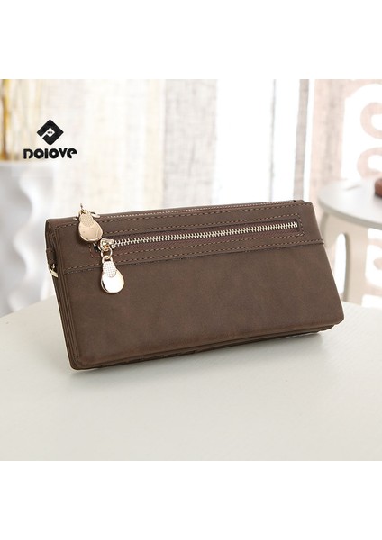 Yüksek Kapasiteli Moda Kadın Cüzdan Uzun Donuk Lehçe Pu Deri Cüzdan Kadın Çift Fermuarlı Debriyaj Bozuk Para Cüzdanı Bayanlar Bileklik Yurt Dışından fiyatları