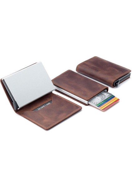 Kart Sahibi / Erkek Kadın Metal Vintage Cüzdan Klipsi / Pu Deri Para Çantası Yurt Dışından modelleri