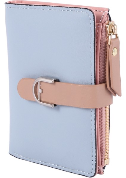 Kadın Moda Cüzdan Çoklu Kart Yuvaları Kimlik Kartı Tutucu Kısa Iki Katlı Yumuşak El ÇantasıMavi Yurt Dışından modelleri