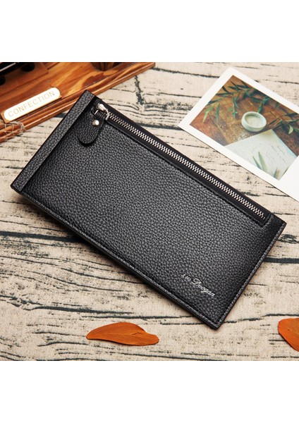 Yeni Erkek Uzun Cüzdan Çok Fonksiyonlu Gençlik Öğrenci Çift Fermuarlı Moda Lychee Desen Kart Sahibinin Fabrika Doğrudan Satış Yurt Dışından