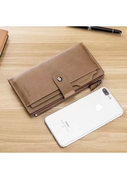 2022 Erkek Yeni Fermuarlı Cüzdan Kore Versiyonu Retro Çok Fonksiyonlu Uzun Cüzdan Çoklu Kart Pozisyonu Toka Kart Çantası Yurt Dışından fiyatları