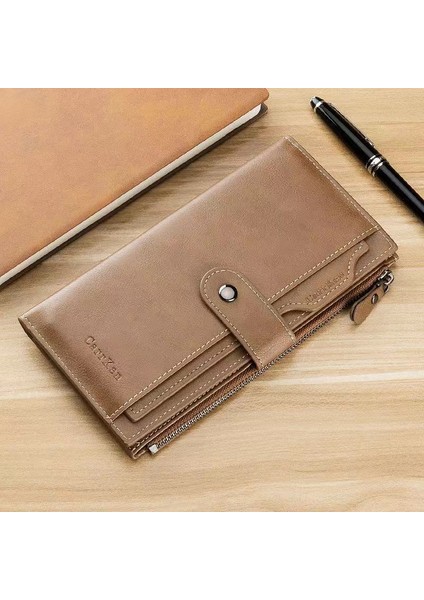 2022 Erkek Yeni Fermuarlı Cüzdan Kore Versiyonu Retro Çok Fonksiyonlu Uzun Cüzdan Çoklu Kart Pozisyonu Toka Kart Çantası Yurt Dışından fırsatları