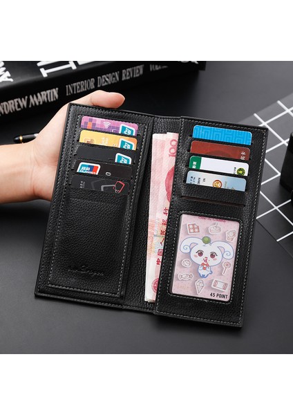 2022 Yeni Erkek Uzun Cüzdan Kore Versiyonu Lychee Desen Moda Cüzdan Çoklu Kart Cüzdan Adına Tek Parça Yurt Dışından fırsatları