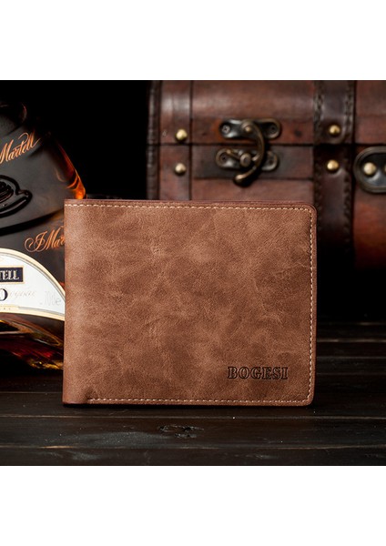 Ince Cüzdan Erkek Retro Kısa Cüzdan Erkek Bogesi Tek Parça Saç Cüzdan Noktası Yurt Dışından