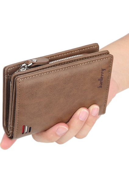 Qiunery Erkekler Fermuar Kısa Stil Cüzdan Kart Yuvaları Moda Mini Snap Düğmesi Çanta Yurt Dışından modelleri