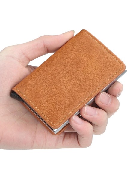 Yeni Erkek Cüzdan Engelleme Rfid Pu Deri Vintage Kredi Kartı Tutucu Unisex Hırsızlığa Karşı Güvenlik Alüminyum Metal Çanta Yurt Dışından