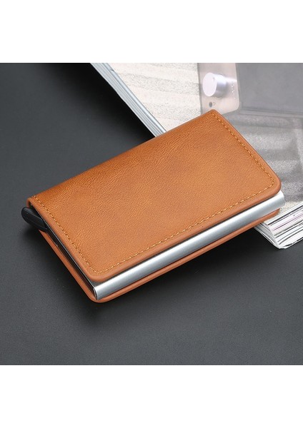Yeni Erkek Cüzdan Engelleme Rfid Pu Deri Vintage Kredi Kartı Tutucu Unisex Hırsızlığa Karşı Güvenlik Alüminyum Metal Çanta Yurt Dışından modelleri