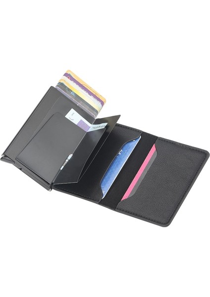 Yeni Erkek Cüzdan Engelleme Rfid Pu Deri Vintage Kredi Kartı Tutucu Unisex Hırsızlığa Karşı Güvenlik Alüminyum Metal Çanta Yurt Dışından indirimleri