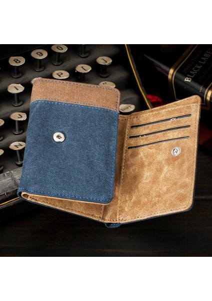 Retro Erkek Cüzdan Iş Kimlik Kartı Sahipleri Çanta Küçük Üç Katlı Cüzdan Deri Kısa Bifold Erkekler Için Ince Cüzdan Cartera Hombre Yurt Dışından