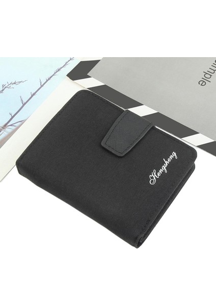 Erkekler Rahat Kanvas Cüzdan Pencereli Ince Kompakt Ekstra Kapasiteli Kısa Iş Cüzdan Seyahat Günlük Kullanım Için Mükemmel Hediye Yurt Dışından