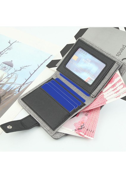 Erkekler Rahat Kanvas Cüzdan Pencereli Ince Kompakt Ekstra Kapasiteli Kısa Iş Cüzdan Seyahat Günlük Kullanım Için Mükemmel Hediye Yurt Dışından indirimleri