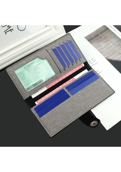 Kanvas Cüzdan Erkek Uzun Cüzdan Çoklu Kart Cüzdan Basit UltraInce Bozuk Para Cüzdanı Banka Kartı Tutucu Debriyaj Fotoğraf Klip Bifold Cüzdan Yurt Dışından modelleri