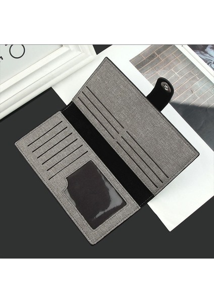 Kanvas Cüzdan Erkek Uzun Cüzdan Çoklu Kart Cüzdan Basit UltraInce Bozuk Para Cüzdanı Banka Kartı Tutucu Debriyaj Fotoğraf Klip Bifold Cüzdan Yurt Dışından fırsatları