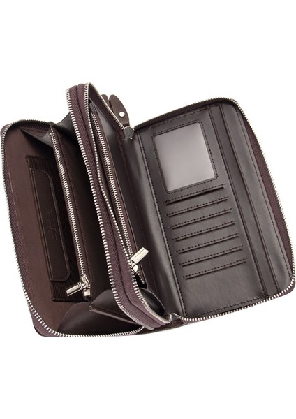 Baellerry Erkek Debriyaj Cüzdan Pu Büyük Kapasiteli Erkek Cüzdan Iş Katı Erkek Çantalar Kahverengi Yurt Dışından fırsatları