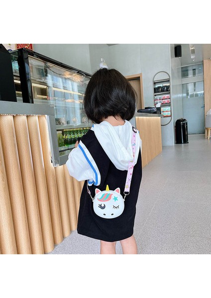 Kawaii Silikon Unicorn Crossbody Para Çantası Çocuk Yürümeye Başlayan Çocuk Omuz Çanta Ayarlanabilir Askı Tatil Seyahat Cep Paketi Yurt Dışından modelleri