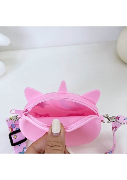 Kawaii Silikon Unicorn Crossbody Para Çantası Çocuk Yürümeye Başlayan Çocuk Omuz Çanta Ayarlanabilir Askı Tatil Seyahat Cep Paketi Yurt Dışından fırsatları