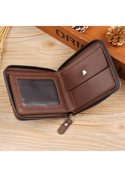 Qimanshi Dikiş Buzlu Çoklu Kart Yuvası Rahat Retro Tarzı Cüzdan Pu Cüzdan Cüzdan Erkek Kısa Cüzdan Yurt Dışından modelleri