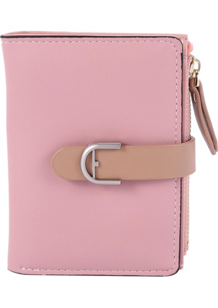 Kadın Moda Cüzdan Çoklu Kart Yuvaları Kimlik Kartı Tutucu Kısa Bifold Yumuşak El ÇantasıPembe Yurt Dışından