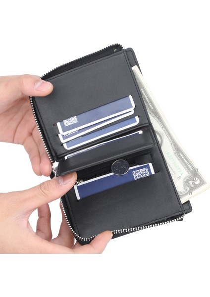 Erkekler Için Yeni Cüzdan Kısa Rahat Carteras Kısa Cüzdan Pu Deri Erkek Billetera Hombre Lüks Küçük Fermuarlı Paralar Çanta Yurt Dışından