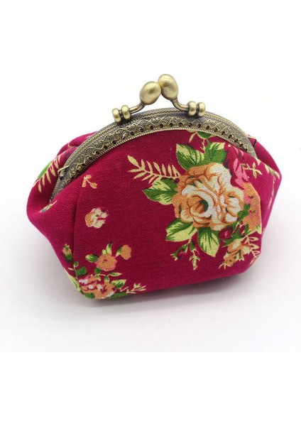 Cüzdan, Bayan Vintage Çiçek Mini Bozuk Para Cüzdanı Clutch Çanta Gül Kırmızı Yurt Dışından