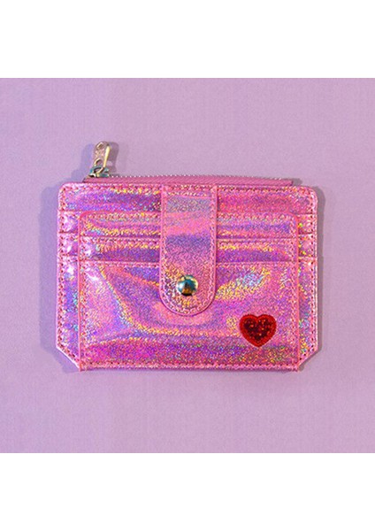 Pul Kredi Kartı Tutucu Kristal Renkli Çoklu Kart Ince Cüzdan Mini Sevimli Lazer Kalp Kız Öğrenci Otobüsü Kımlık Kartı Vaka Kart Sahibi Yurt Dışından