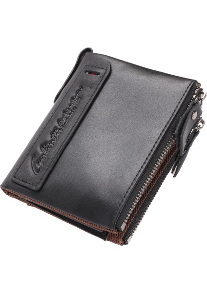 Gubıntu Marka Deri Rfıd Anti Hırsızlık Erkek Bozuk Para Cüzdanı Küçük Cüzdan Bayanlar Çift Fermuar Toka Kredi Cardwallet Siyah Yurt Dışından
