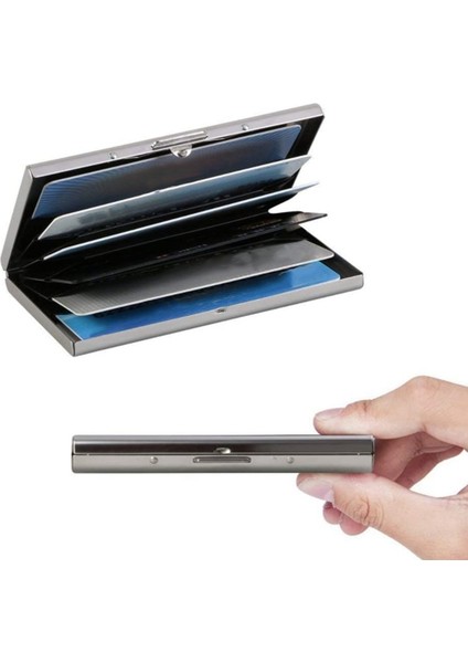 Metal Kartlıklı Cüzdan, Ultra Ince Paslanmaz Çelik Metal Cüzdan Rfıd Engelleme Kredi Kartı Cüzdanlık, Beyaz Yurt Dışından modelleri