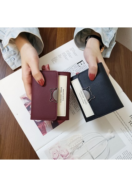 Kadın Cüzdan Kısa Cüzdan Mini Cüzdan Üç Katlanır Sevimli Kedi Kulak Küçük Cüzdan Bayan Çanta Kız Cüzdan Kart Sahibinin Para Çantası Yurt Dışından indirimleri