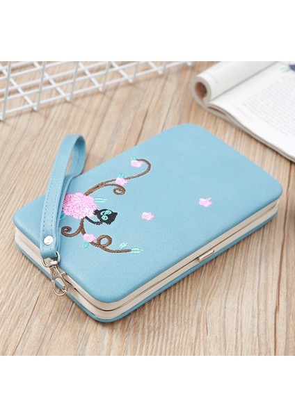 Moda Çiçek Kadın Çanta Kadın Cüzdan Uzun Toka Kadın Para Çantası Marka Bayan Cüzdan Debriyaj Siyah Yurt Dışından modelleri