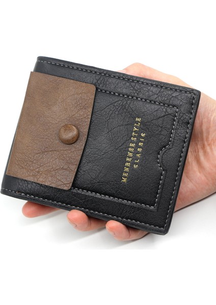 Menbense Yeni Erkek Kısa Retro Cüzdan Moda Rahat Büyük Kapasiteli Çoklu Kart Erkek Fermuarlı Cüzdan Yurt Dışından fırsatları